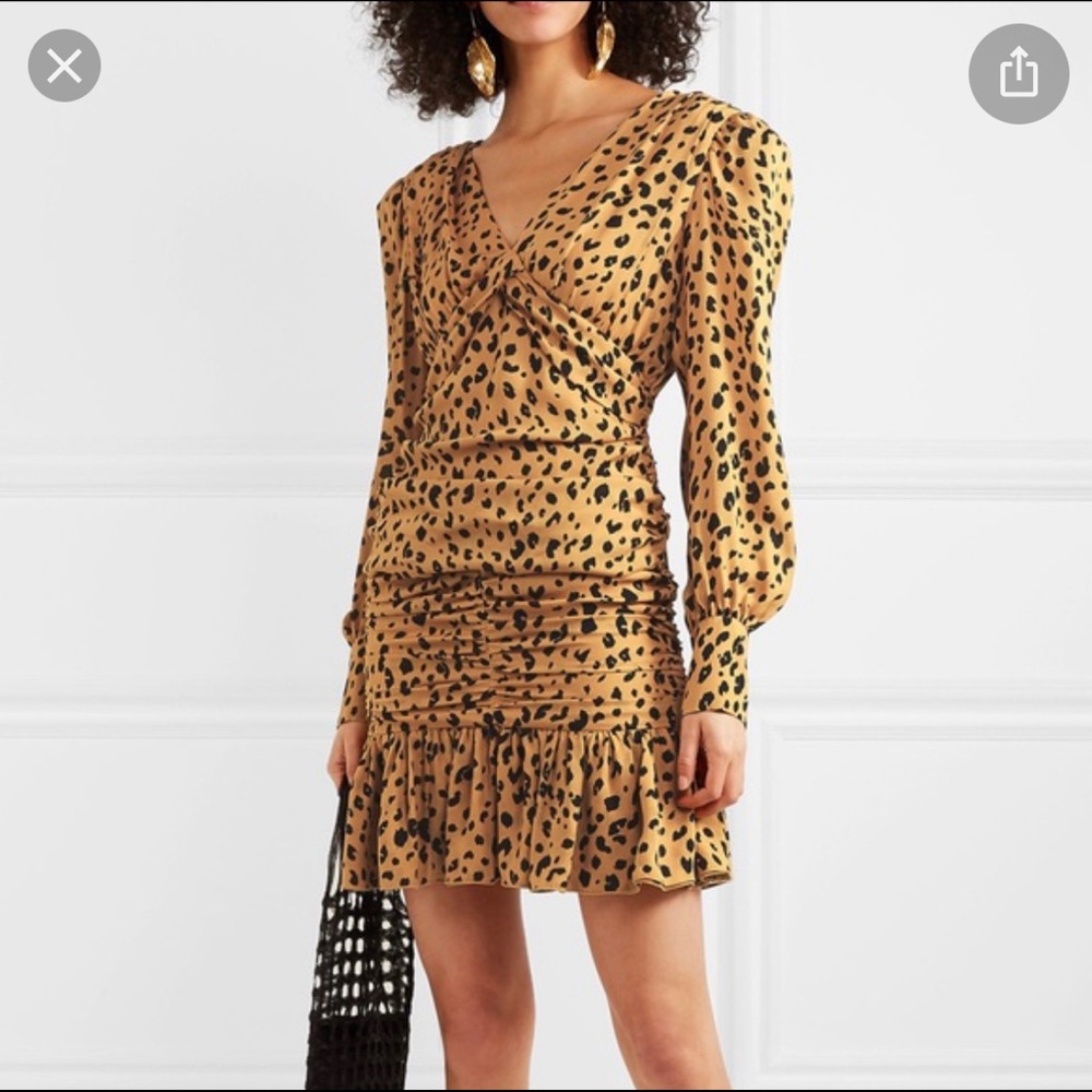 NICOLAS Leopard Gathered Frill Dress